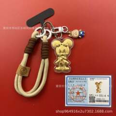 米妮周边足金999钥匙扣黄金可爱卡通高颜值包包挂件直播批发水贝