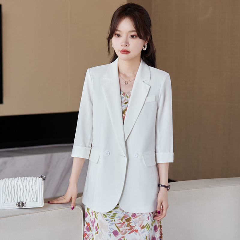 Back slit black suit jacket women's summer thin 2024 spring new high-end plus size women's casual suit