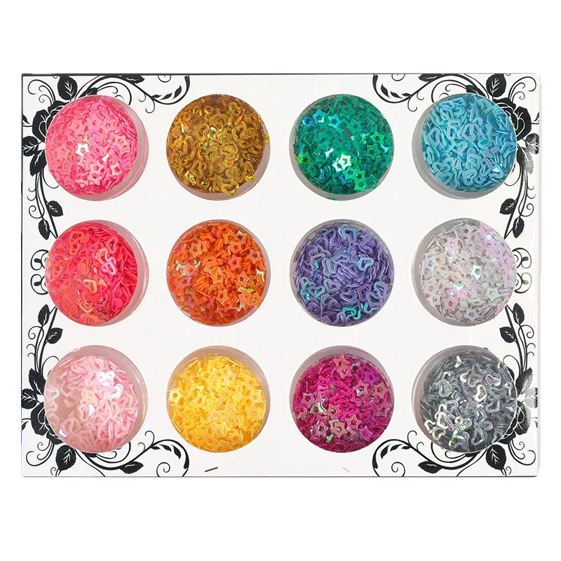 Nail sequins for contouring, nail decoration, 12 colors, gradient