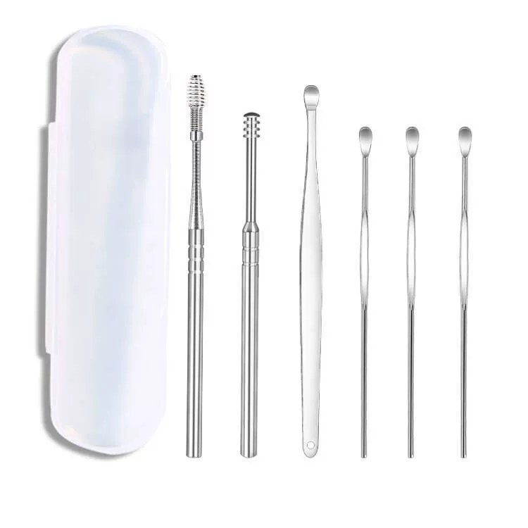  Ear Cleaning Kit, 5–6 Piece Stainless Steel Handheld Set with Carry Case, Portable for Adults