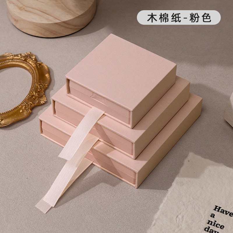 Caja de cajón de papel Kapok rosa (incluida la Caja de suspensión); 7*7*2cm