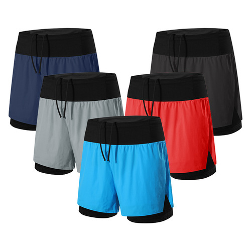 Cross-country running racing shorts men's summer quick-drying lined anti-exposure double-layer shorts outdoor marathon running shorts