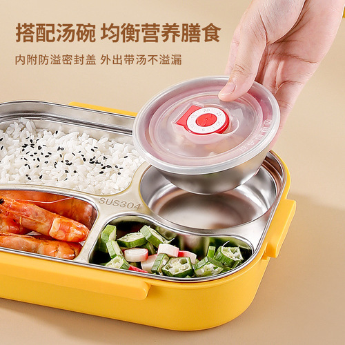 304 stainless steel lunch box student ins style separated lunch box sealed leak-proof microwave lunch box lunch box