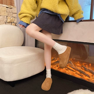 厚底博肯半拖女2026春夏款磨砂平底一脚蹬懒人拖鞋舒适百搭博肯鞋