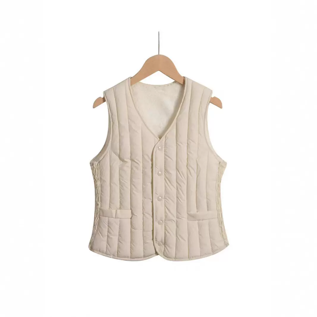 2025羽绒棉马甲女秋冬修身坎肩短款棉服内穿保暖背心多口袋 设计