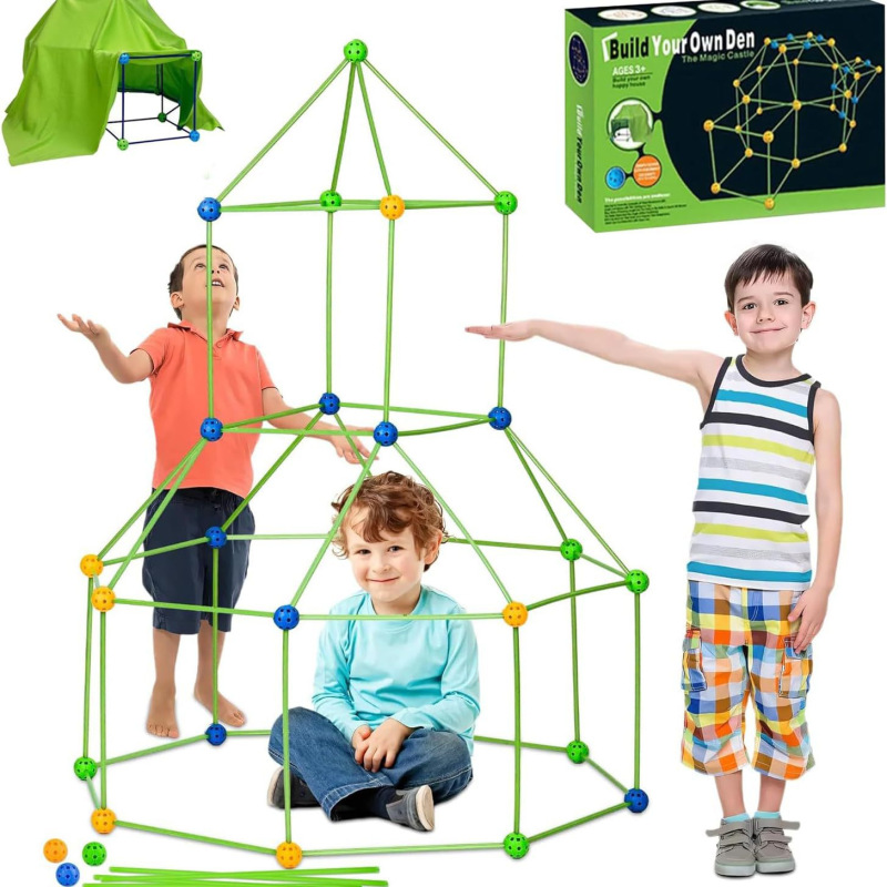 子供の DIY クロスボーダープレイビーズテントフォートビルディングキットテントビルディングブロックテントパッチワークテント|undefined