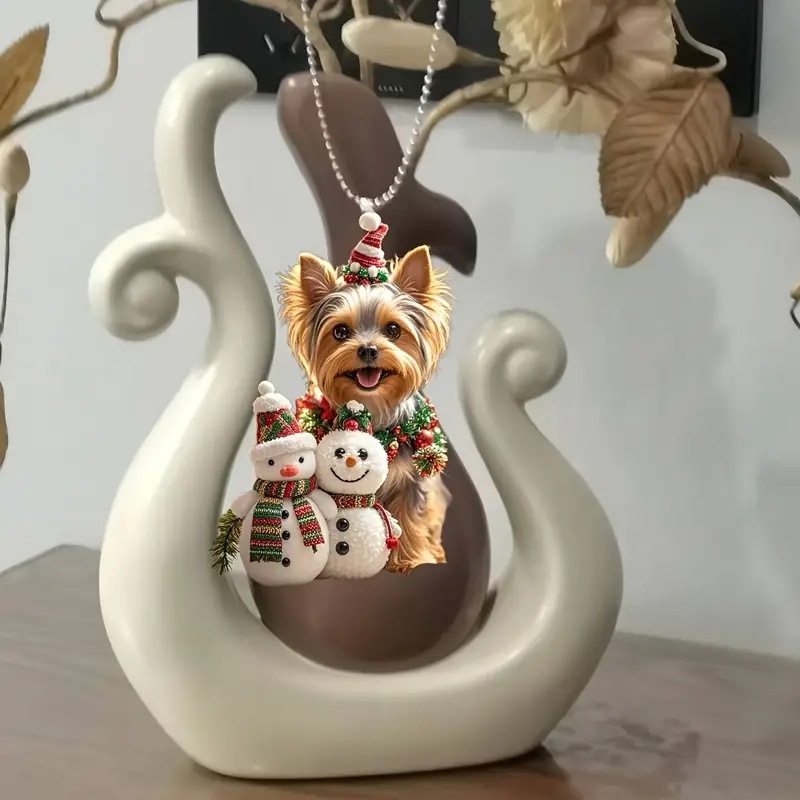 Creativa nueva Navidad adorable perro acrílico colgante plano transfronterizo colgante de automóvil colgante de decoración de fiesta image 4