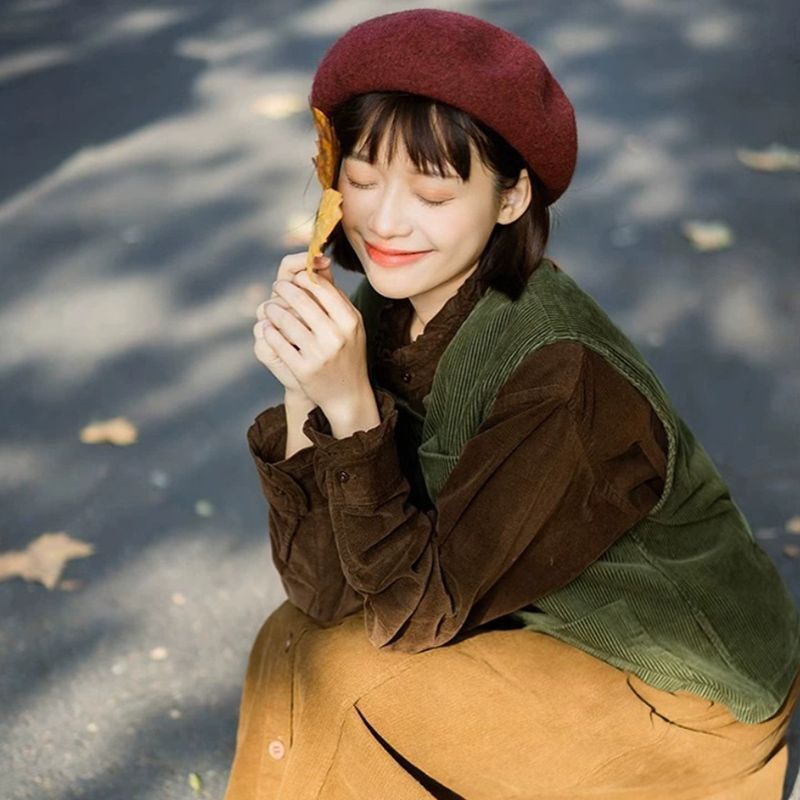 灯芯绒马甲女春装2025日系新款复古坎肩甜美叠穿马夹无袖上衣外套|undefined
