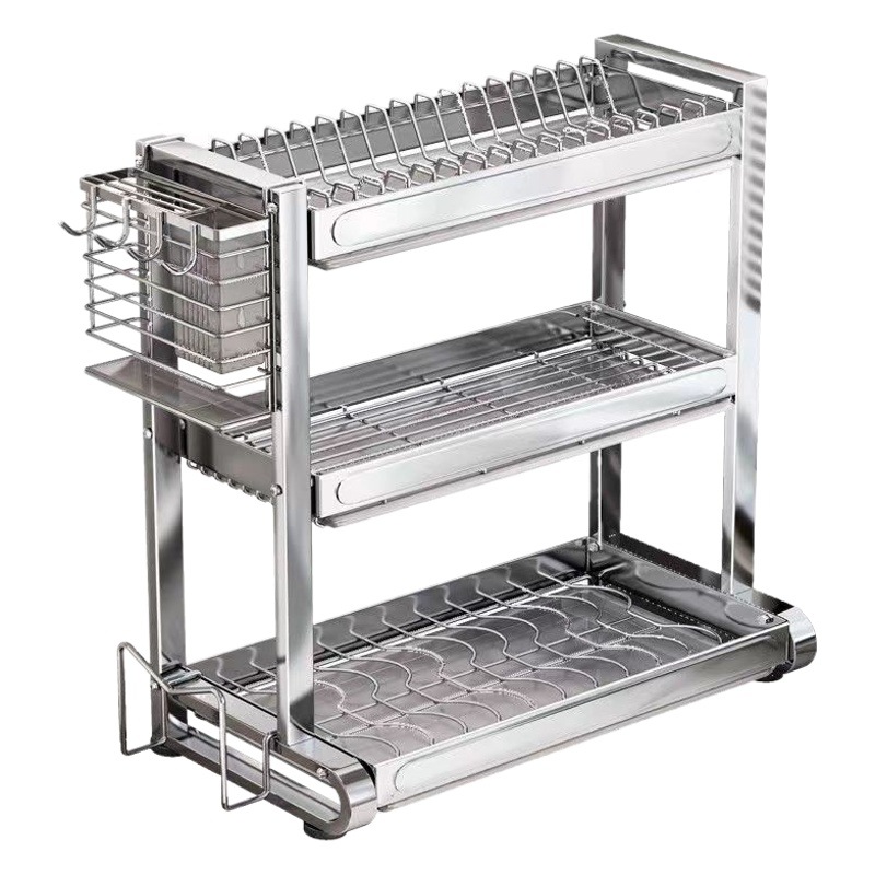 Estante de almacenamiento de platos de acero inoxidable 304, escurridor de cocina, estante de almacenamiento para vajilla, cuchillo, estante de platos multifuncional para el hogar