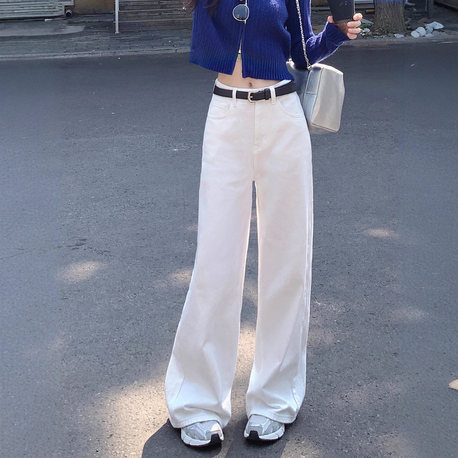 White High-Waisted Wide-Leg Jeans for Women 2025 New Casual High-End Elegant Versatile Loose Straight-Leg Floor-Length Pants