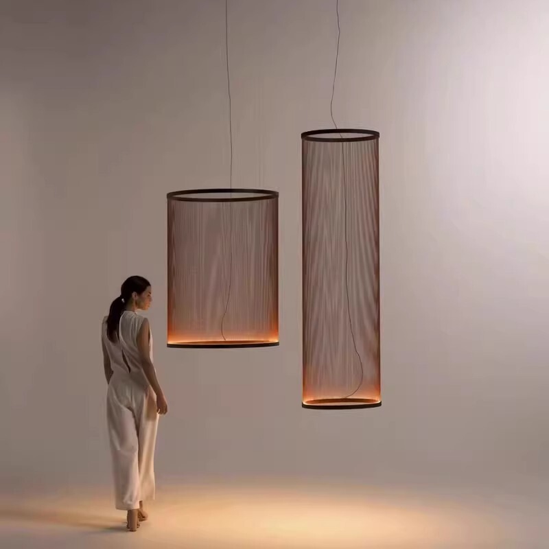 Designer Minimalist Hollow Living Room Chandelier Creative Restaurant Hotel Villa Loft Duplex Staircase Linear Tassel Lamp