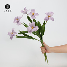 工厂直销 PU手感布朗尼郁金香仿真花材 婚庆花艺摄影装饰单支假花