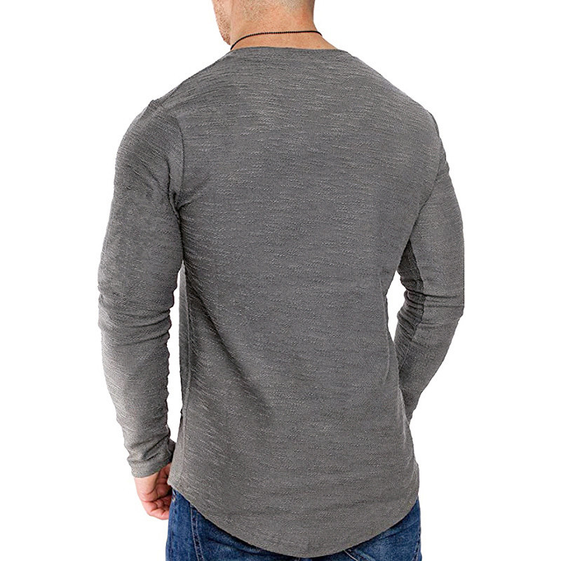 Cross-border 2024 Spring and Autumn New Men's Solid Color Long-sleeved T-shirt Sports Casual Round Neck T-shirt Men's Base Shirt Top