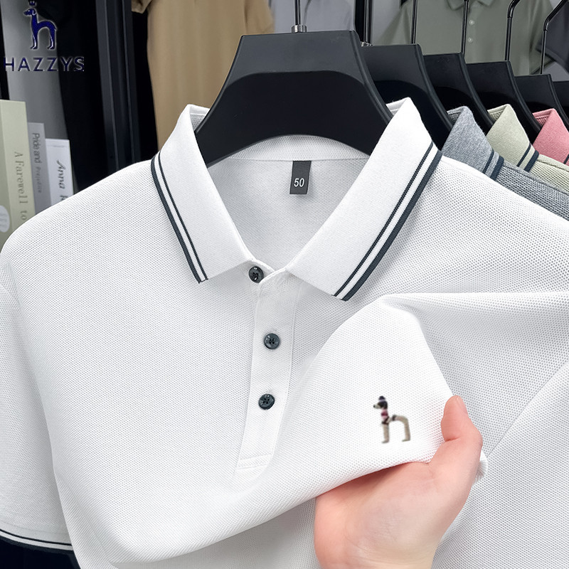 Hazzysハギスpoloシャツメンズ夏新作カジュアルスリムtシャツシンプルおしゃれメンズ上着|undefined