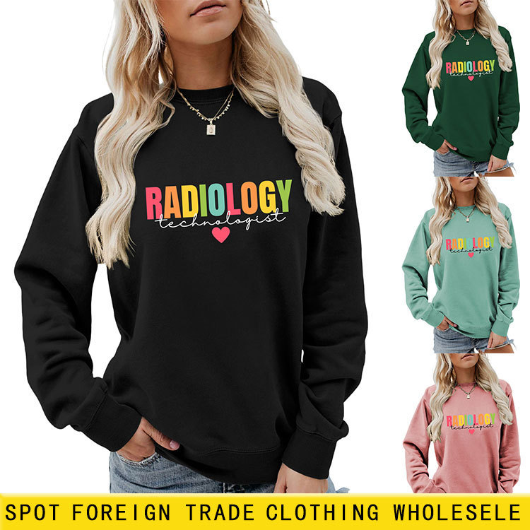 Amazon cross-border foreign trade radiology technalagist love fashion trend sweater women spot