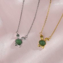 和田玉蝴蝶结兔子项链甜美气质复古福气精致碧玉吊坠小白兔锁骨链