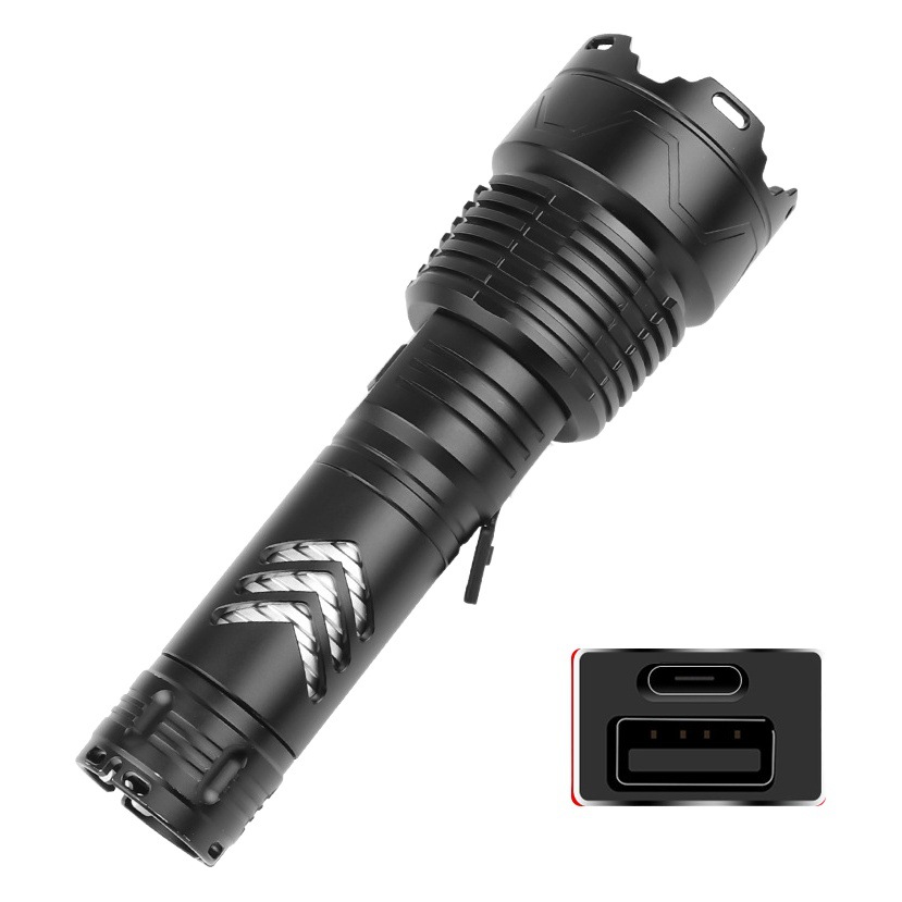 Transfronterizo xhp199 linterna de luz fuerte xhp160 con Banco de potencia TypeC carga rápida al aire libre linterna táctica de luz fuerte