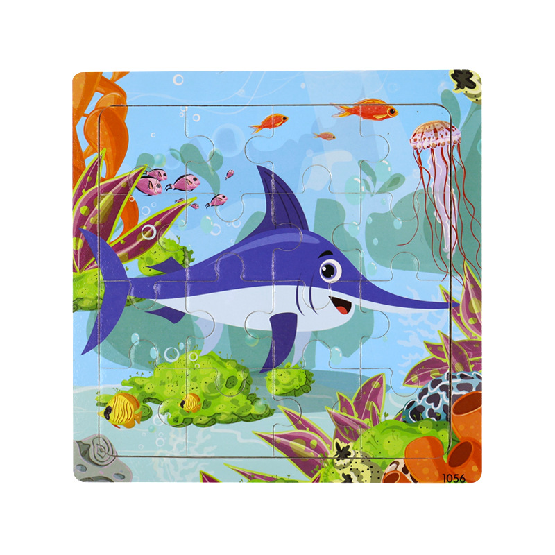 16 piezas de puzzle de madera para niños animales dinosaurios dibujos animados puzzle plano de madera para bebés de educación temprana juguetes de inteligencia image 61
