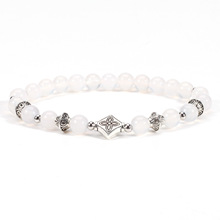 跨境外贸专供 6厘四叶草天然石手链手串弹力串珠可调节现货批发