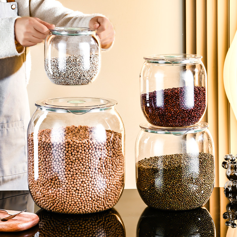 Rice Bucket Rice Storage Box Flour Bucket Rice Cylinder Grain Nuts Household Large Capacity Transparent Storage Tank Grain Storage