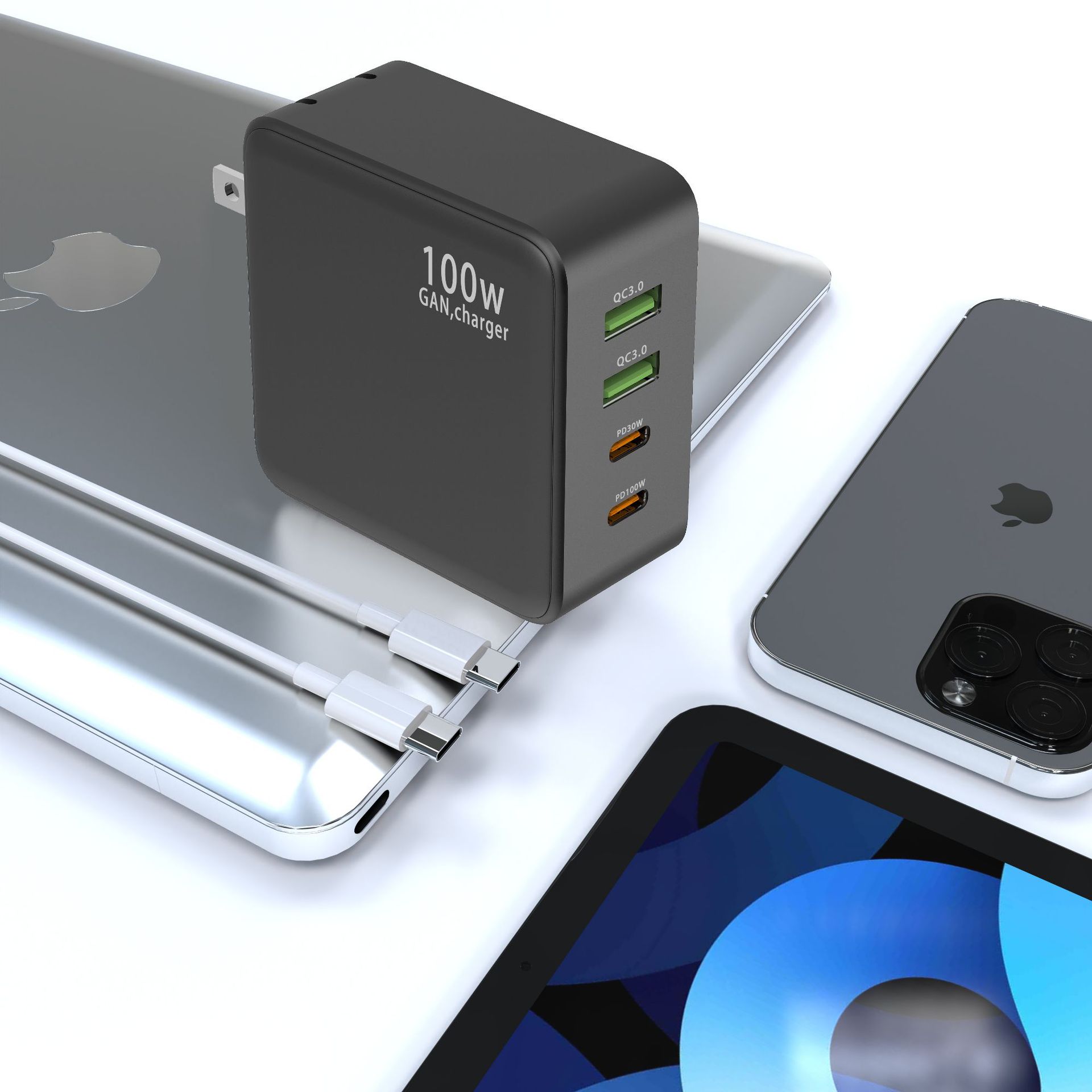 Gan Multi-port Charger Fast Charging For Apple Phones And Tablets_voghion.com