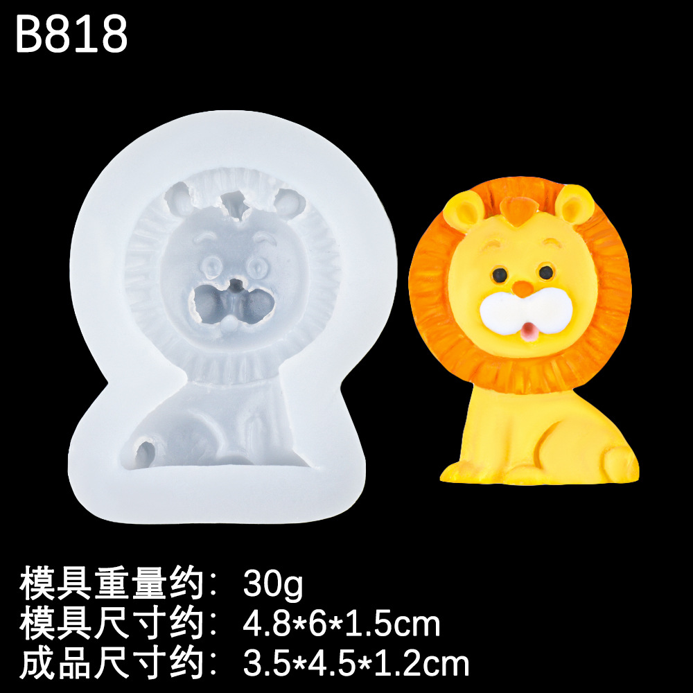 Cute Animal Theme Jirafa Fox Molde de silicona Diy Lion Chocolate Cake Adornos Molde de silicona