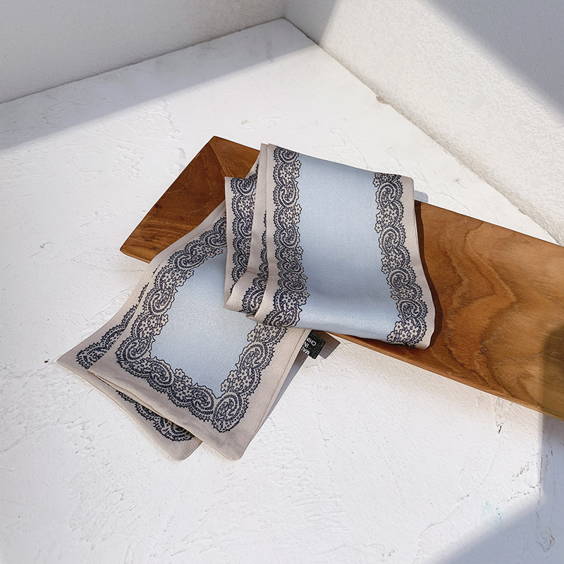 Nanfa Manor flores retro bufandas de seda flotantes arco anillo de cabello dulce chica cuerda de cabello cabeza cuerda de cabello adornos de cabello versátiles