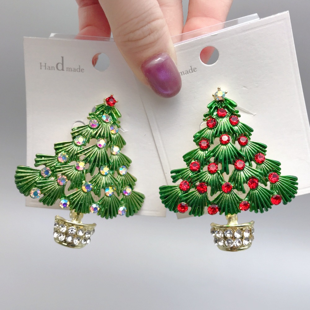 Cross-Border Christmas Tree Brooch New Year Enamel Christmas Corsage Brooch Accessories