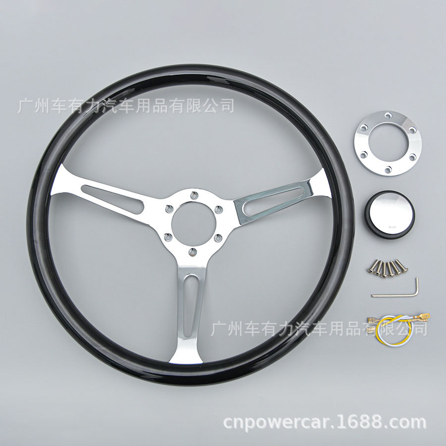 Car Modified Solid Wood Steering Wheel 15inch Suitable for Wuling Black Warrior Alto 380mm Steering Wheel