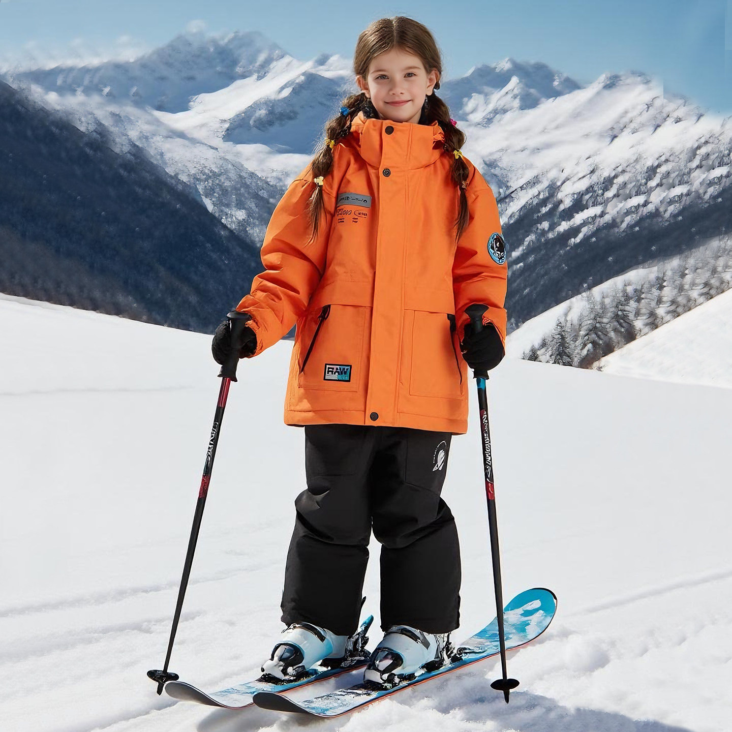 Children's ski suits, boys' and girls' windproof, thickened, outdoor winter waterproof ski suit sets, dropshipping available.