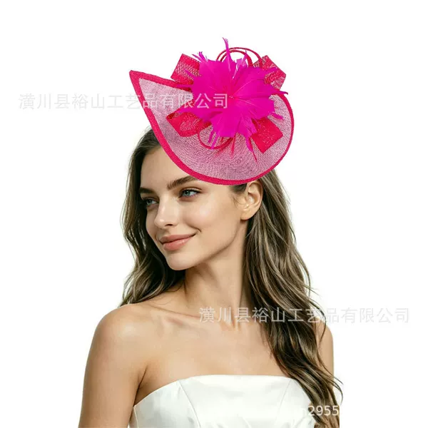 Amazon's best-selling bridal feather hair accessories, hat for horse racing festivals, vintage and fashionable imitation linen flower headpiece