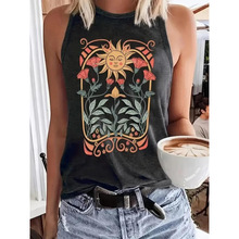 C 27225 Letter Printed Crew Neck Vest ��ĸӡ��Բ�챳��