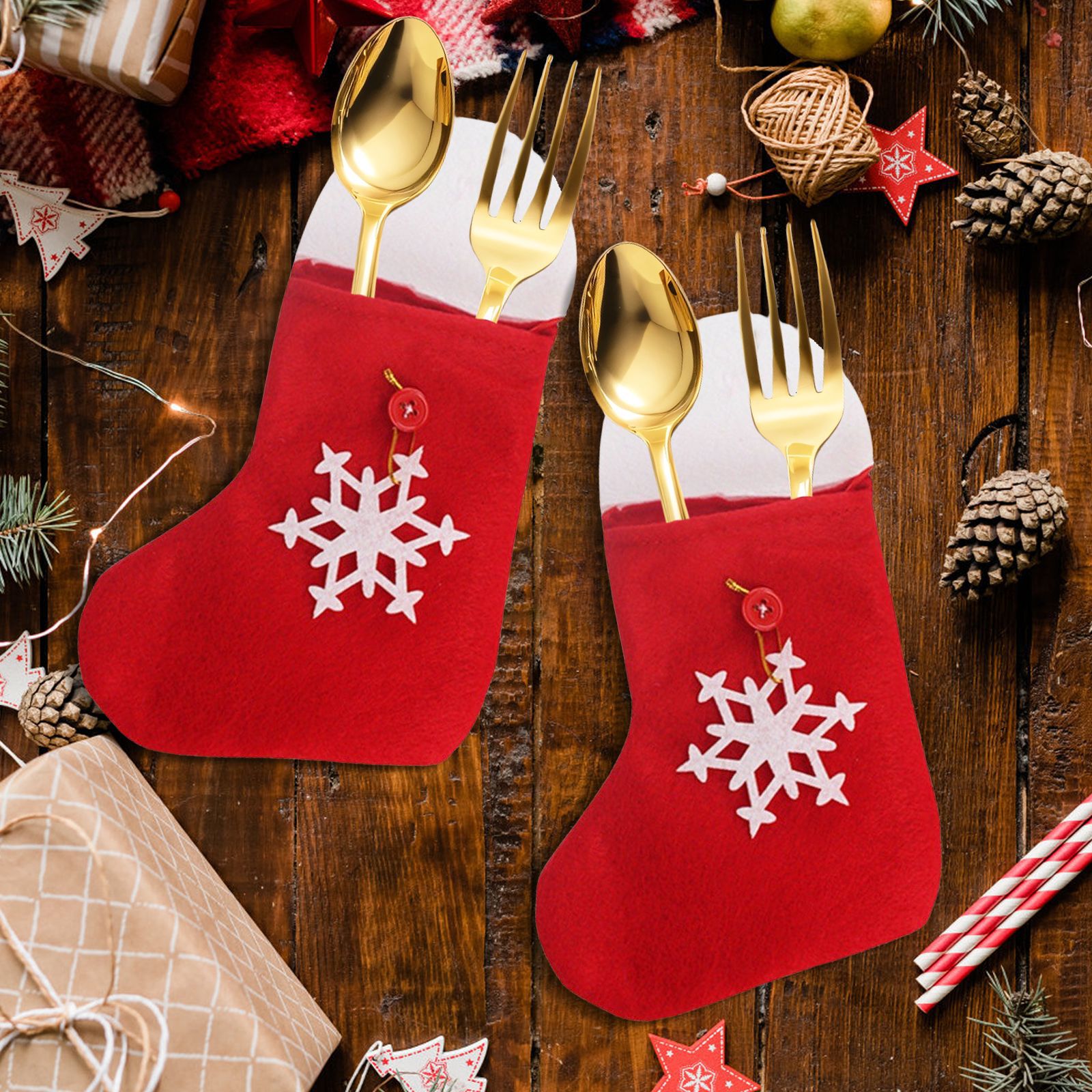 Decoraciones de Navidad transfronterizas copo de nieve calcetines de Navidad árbol de Navidad colgante bolsas de regalo regalos para niños de Navidad