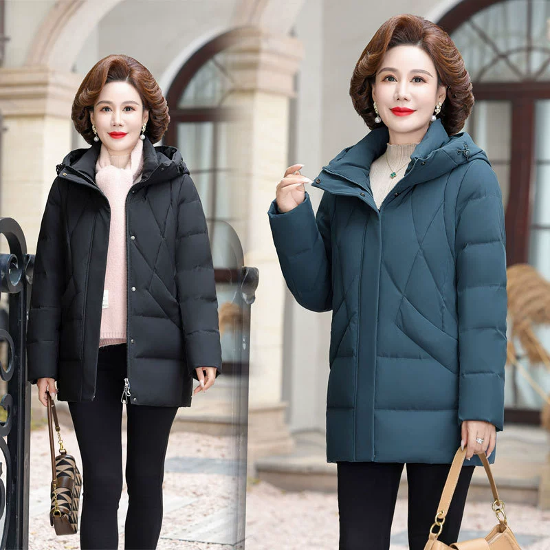 Женский Пуховик среднего и пожилого возраста, женский пуховик среднего и длинного возраста, новая зимняя одежда 2023 года, плюс белый утиный пух, увеличяющий жир, для матери