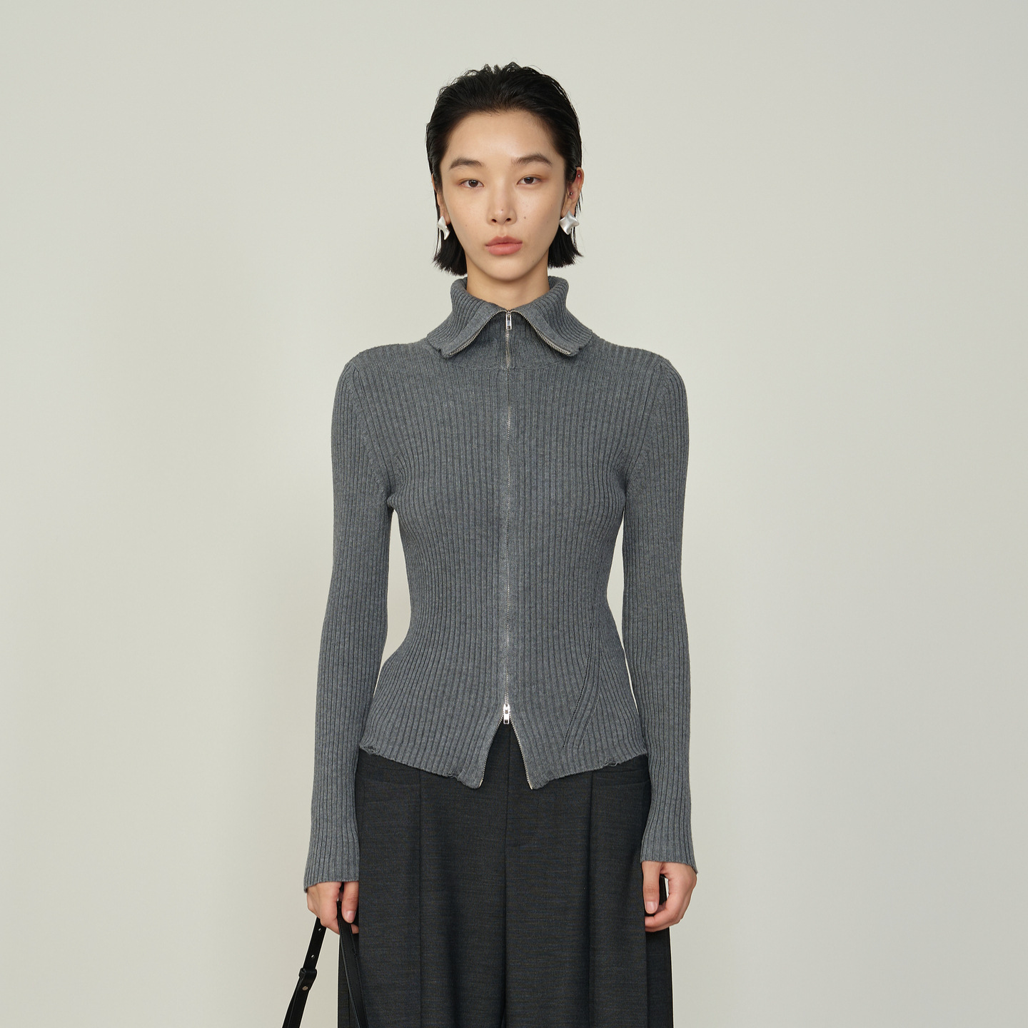 [Winter Clothing Preparation Season] Stylish Slim Fit Stand Collar Cardigan, Winter Fashionable and Versatile Long-Sleeved Top