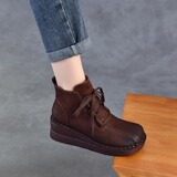 以一 Демисезонные короткие сапоги на платформе, флисовые туфли для матери, удерживающие тепло ботинки, мягкая подошва