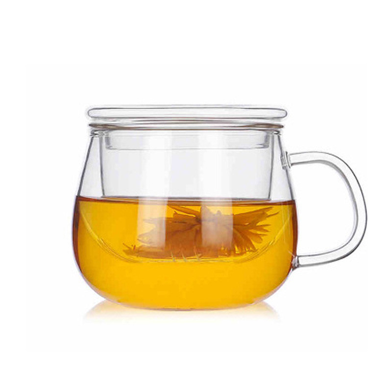 Vidrio con tapa taza de tres piezas separación de té taza de té filtro doméstico flor taza de té jugo bebida de vidrio