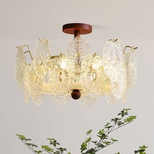 法式奶油卧室灯轻奢水晶玻璃主卧室灯具2025年新款复古网红吸顶灯