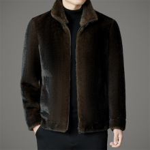 新款高端商务休闲雪兰貂大衣男装冬季新款皮毛一体双面穿加厚皮草