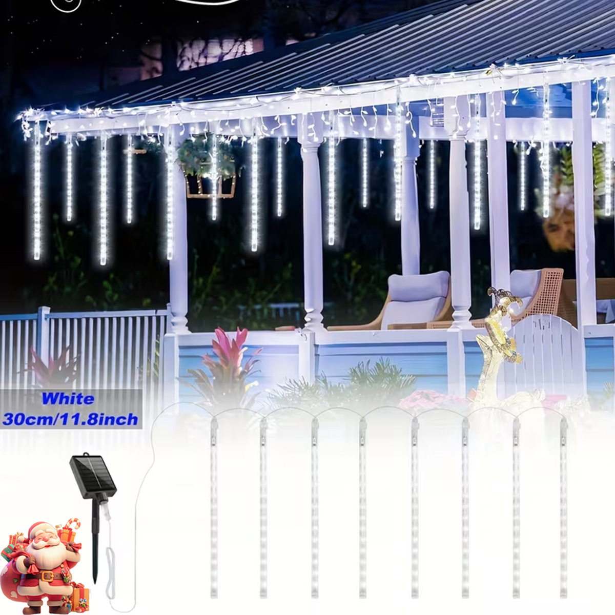 Lluvia de meteoros atmósfera de decoración de vacaciones impermeable pequeña lámpara de lámpara LED parpadeo lámpara de lámpara de árbol colgante lámpara de lámpara de colores al aire libre