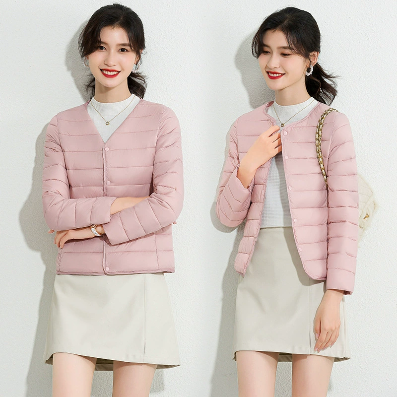 Женская пуховая куртка Jiangchang 2025, легкая, однотонная, простая, мягкая, укороченная, осенне-зимняя, тонкая, повседневная, портативная, подкладка для куртки.