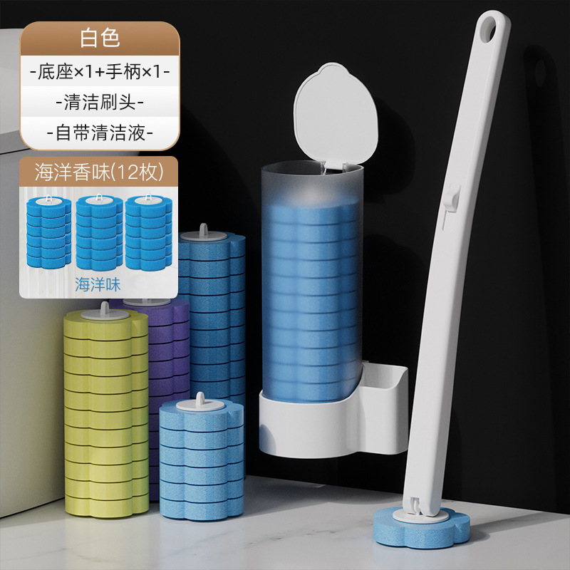 使い捨てトイレブラシセット、浴室死角なし、滅菌家庭用使い捨て交換用クリーニングブラシヘッドトイレブラシ|undefined