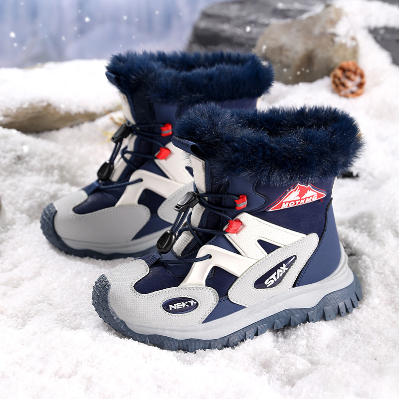 Manufacturer Wholesale Waterproof Children's Snow Boots Boys' Large Cotton Thickened Girls' Non-Slip Outdoor Warm High-Top Cotton Shoes
