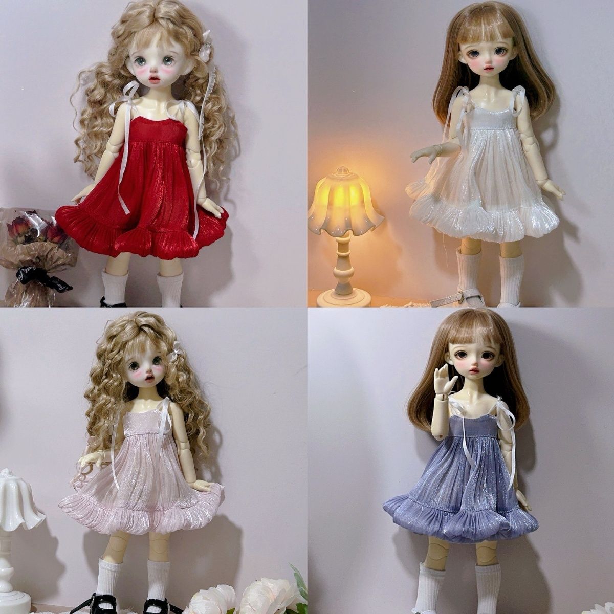 Bjd6 puntos 4 puntos falda de cabina falda de perla ligera y delgada moda spot 6 / 1 ropa de bebé 4 / 1 falda brillante