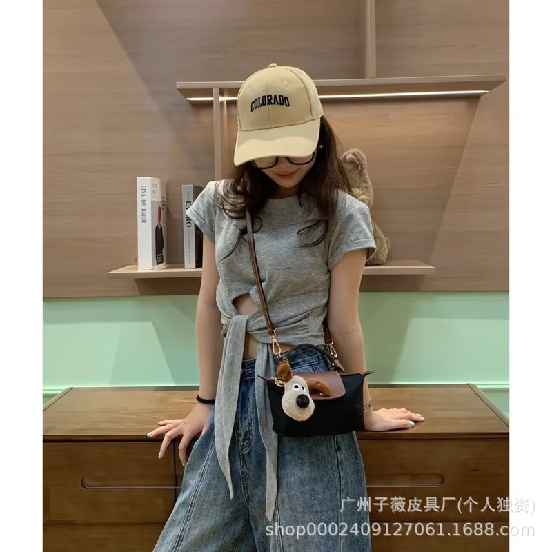 天井バージョン Longxiang ミニ団子バッグ女性のショートハンドルハンドバッグショルダーバッグクロスボディバッグ団子バッグミニナイロンバッグ|undefined