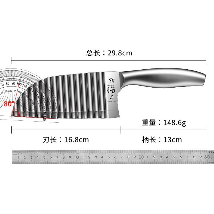 Cuchillo de patata ondulado comercial 304 acero inoxidable multifuncional cuchillo de cocina nuevo lienzo de cocina