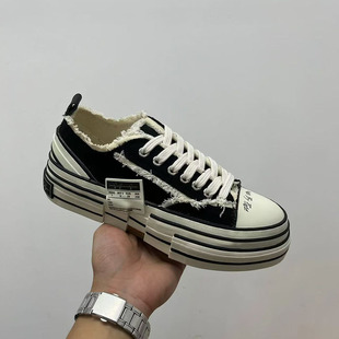 Gao Ding Wu Jianhao Dilraba Same-style Beggar Shoes Women's 2025 Thick-soled Height-increasing Canvas Shoes for Couple Men's Fashionable Edges