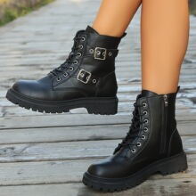 W 45161 Double Belt Buckle Platform Boots ����ѥ ŷ���羳��