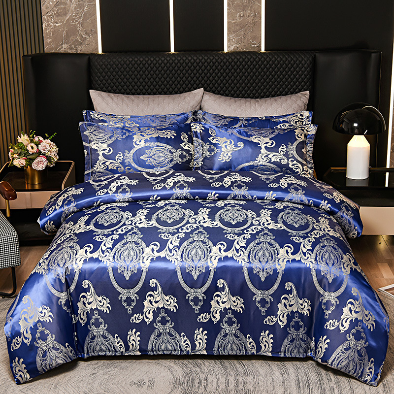 European Jacquard Cross-Border E-Commerce Home Textile Four-Piece Set Supply Foreign Trade Wholesale Multi-Size Bed Sheetss and Quilt Covers Bedding