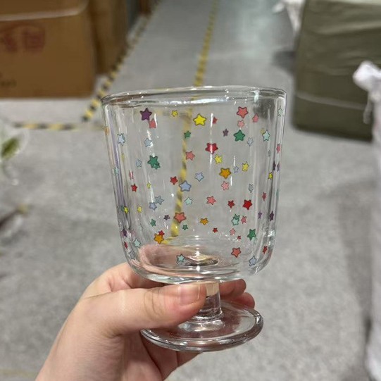 星星高脚杯玻璃杯高颜值ins大容量可爱家用早餐果汁牛奶水杯杯子|undefined